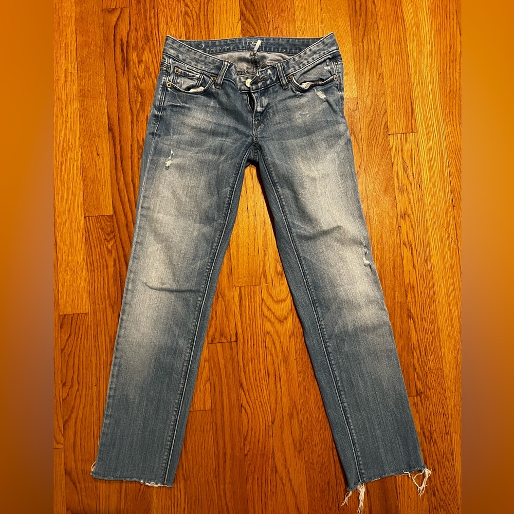 The Loft distressed boot cut jeans